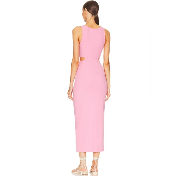L*SPACE | REVOLVE | SKYLAR DRESS PINK TIEKNOT WAIST MIDI PINK RIBBED SIZE MEDIUM - Picture 5 of 8